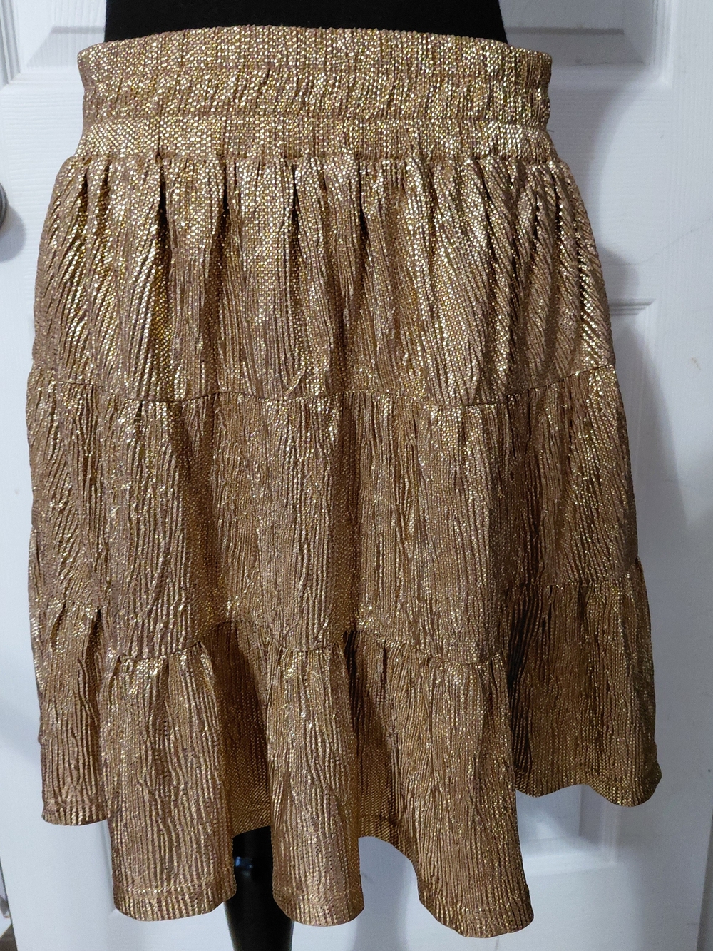 Vintage Kori Gold Shimmer Tiered Skirt